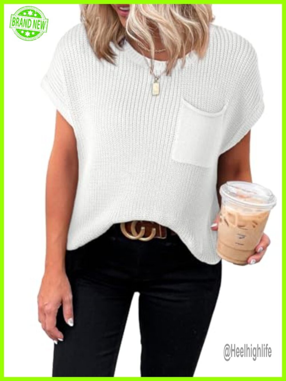 Short Sleeve Tunic Sweater Knit Pullover Loose Fit Casual Top